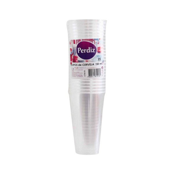 Copo Cerveja Transparente Perdiz 250 ML - Pack 25 Uni