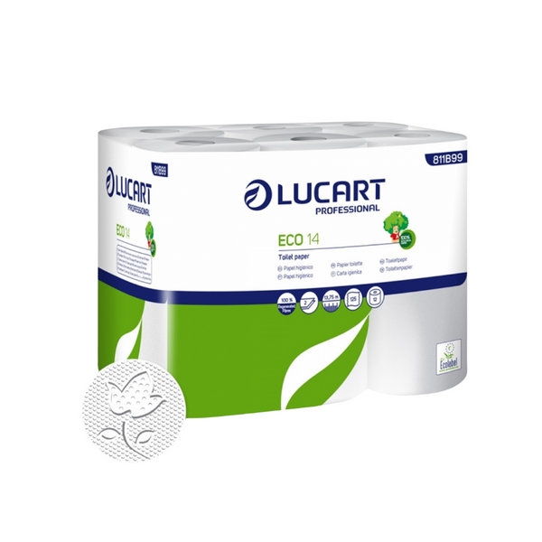 Papel Higienico Domestico Lucart 14 MT 2 Folhas - Pack 12 Un